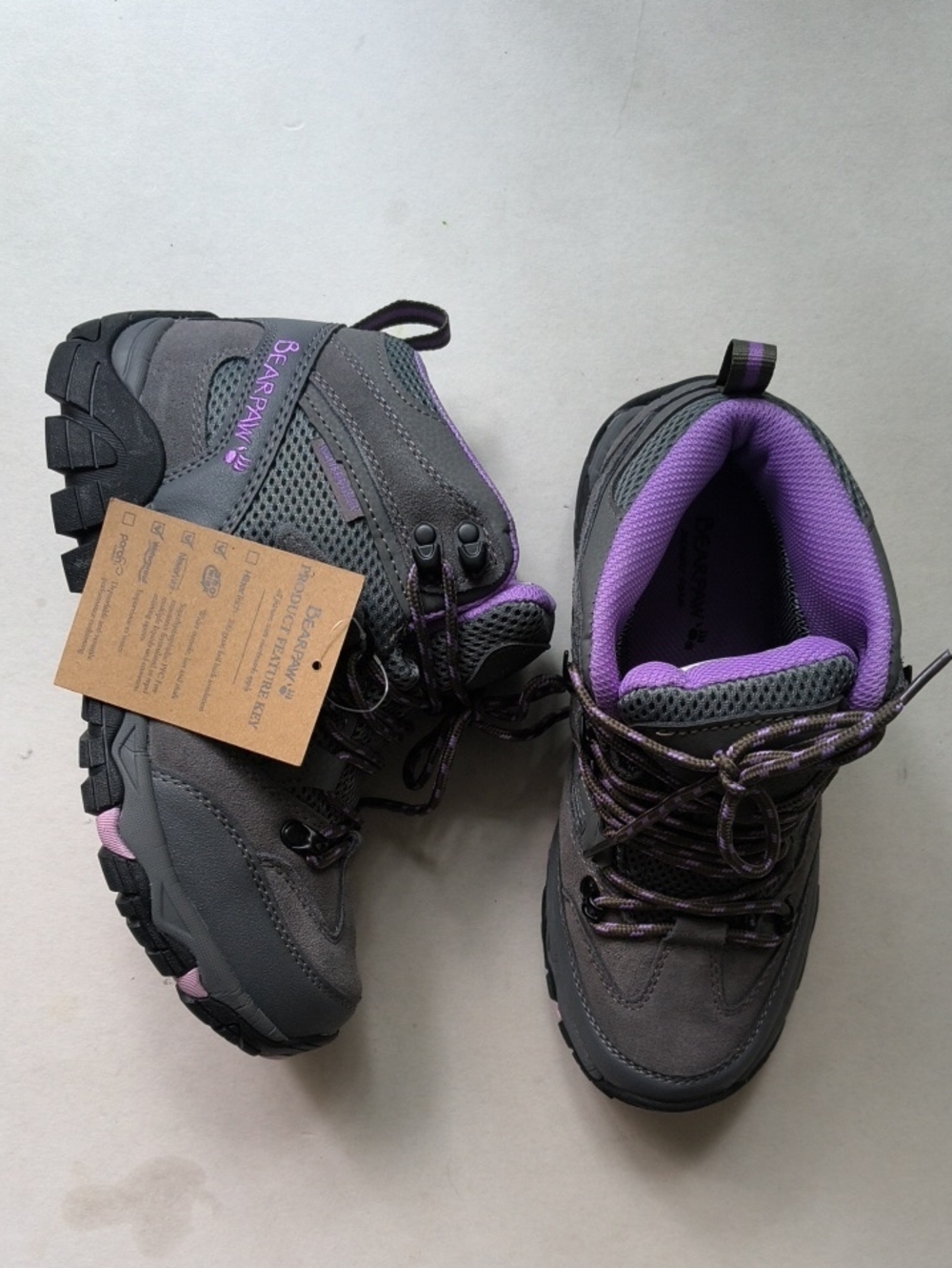 Bearpaw Gray Purple Corsica Waterproof Hiking Boots Sz 7.5 Wide